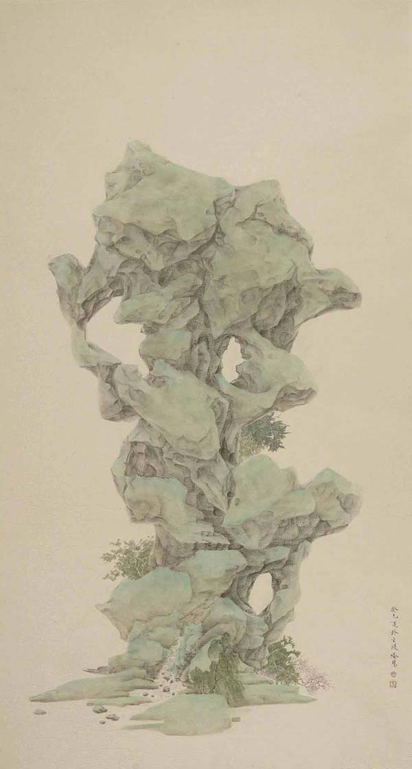 《石上山水之春山烟树》172cm×93cm 2013年